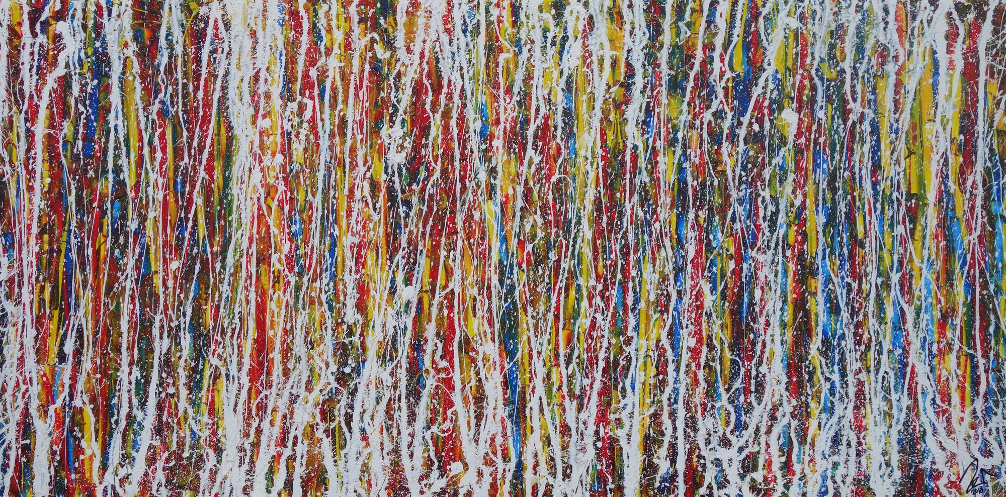 Abstraktes Bild bunt modernes Gemälde Action Painting zeitgenössisch Informel expressionistisch