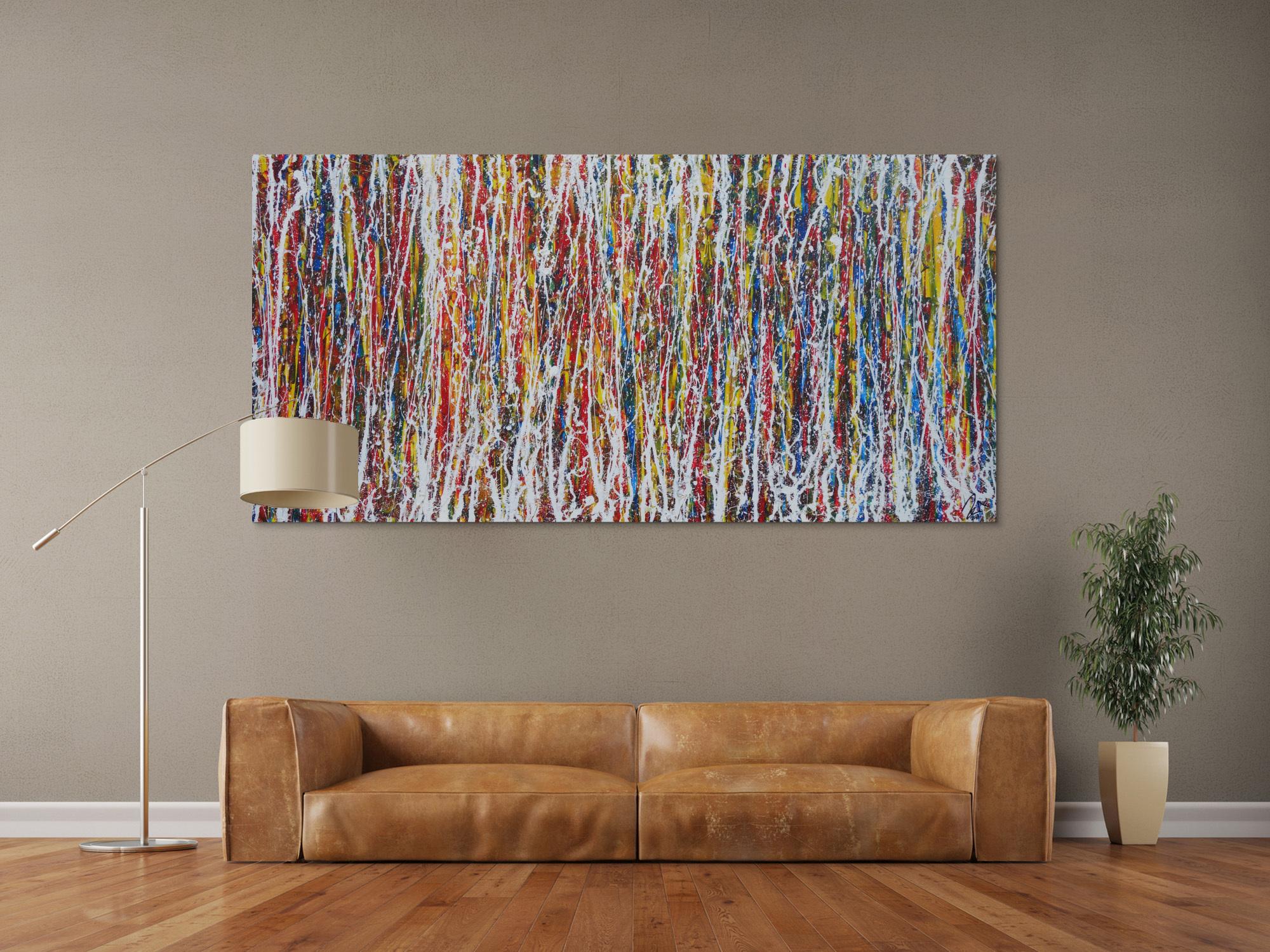 Abstraktes Bild bunt modernes Gemälde Action Painting zeitgenössisch Informel expressionistisch