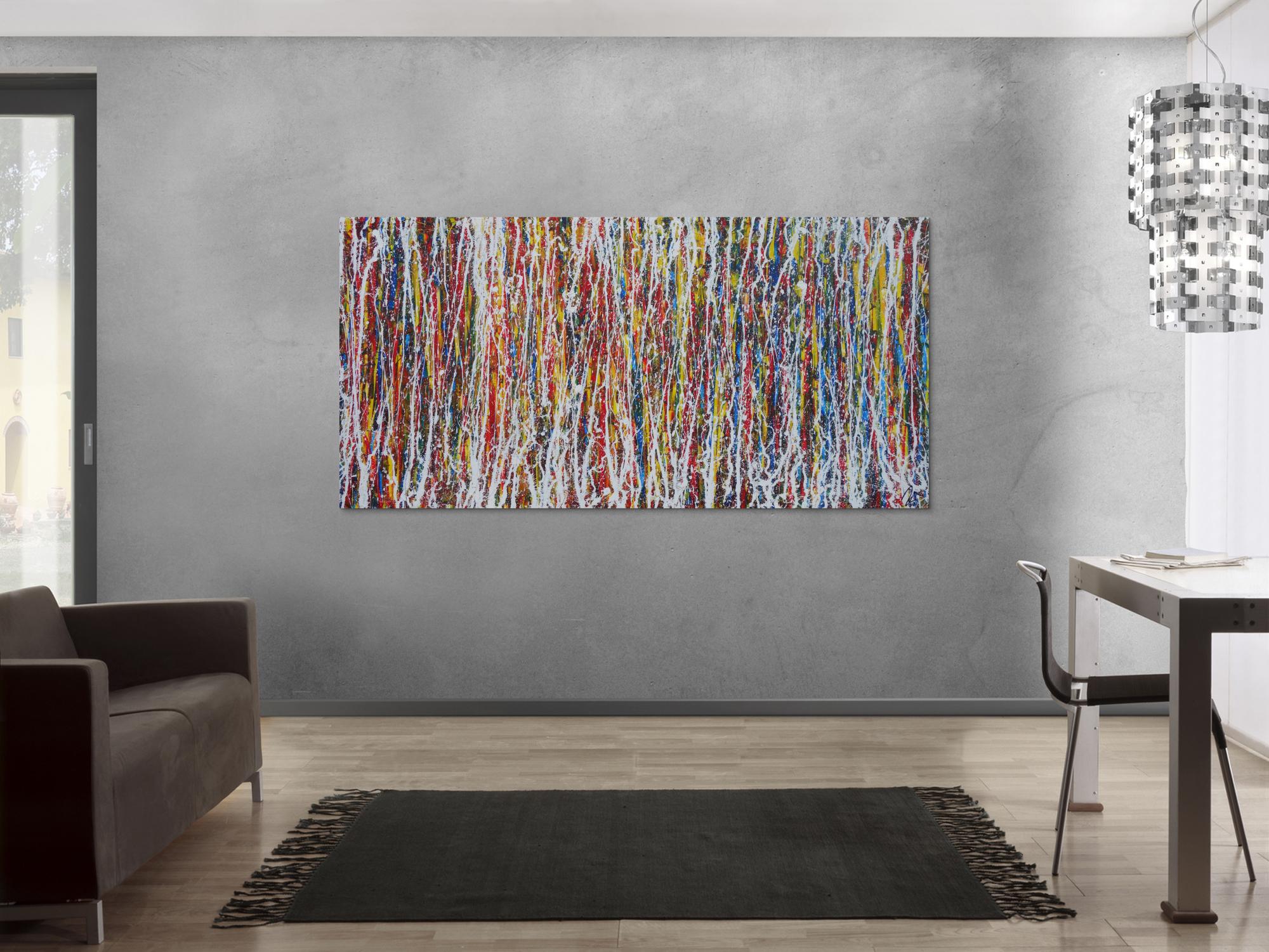 Abstraktes Bild bunt modernes Gemälde Action Painting zeitgenössisch Informel expressionistisch