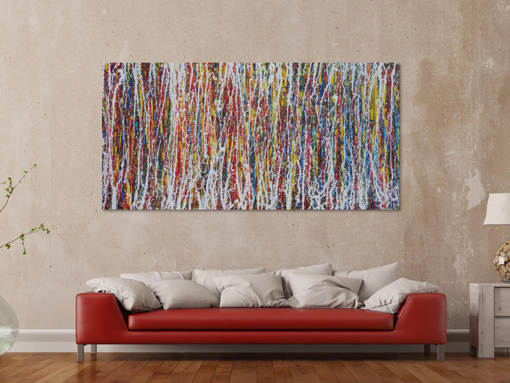 Abstraktes Bild bunt modernes Gemälde Action Painting zeitgenössisch Informel expressionistisch