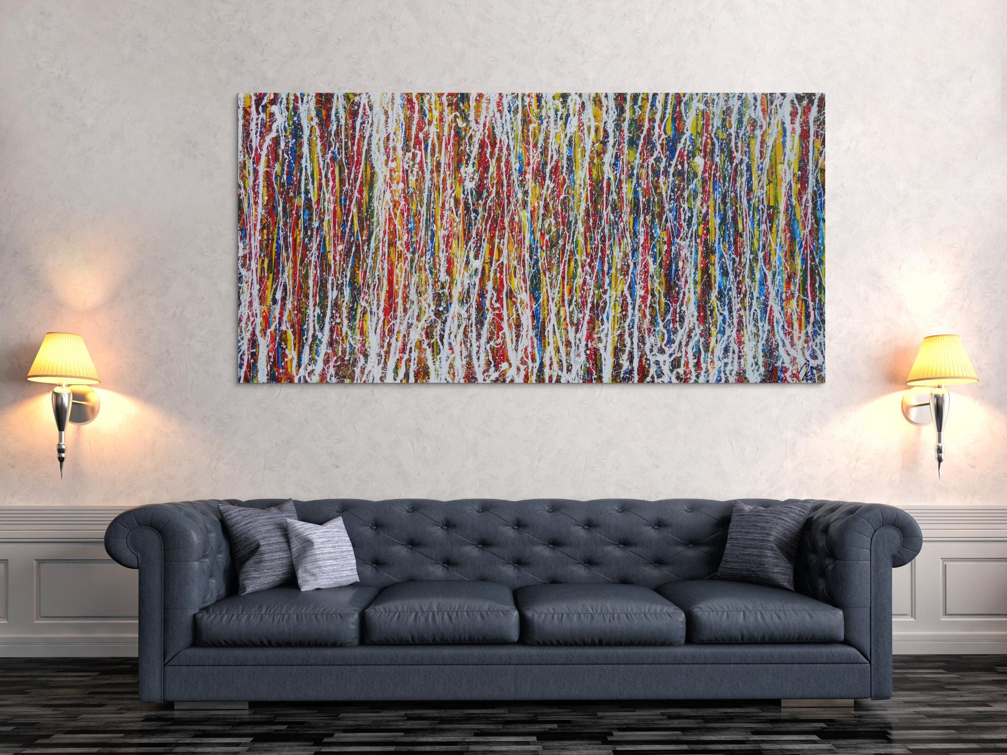 Abstraktes Bild bunt modernes Gemälde Action Painting zeitgenössisch Informel expressionistisch