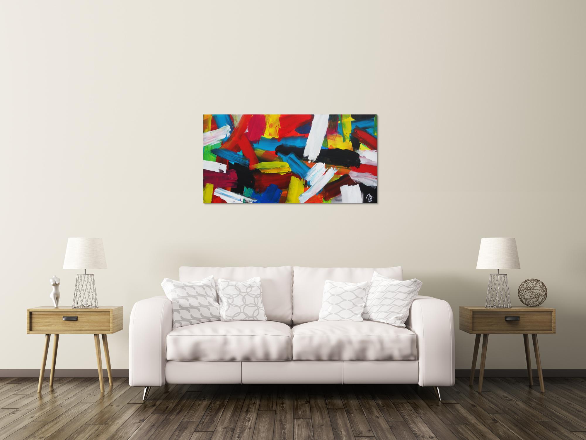 Abstraktes Acrylbild sehr bunt modern zeitgenössisch expressionistisch