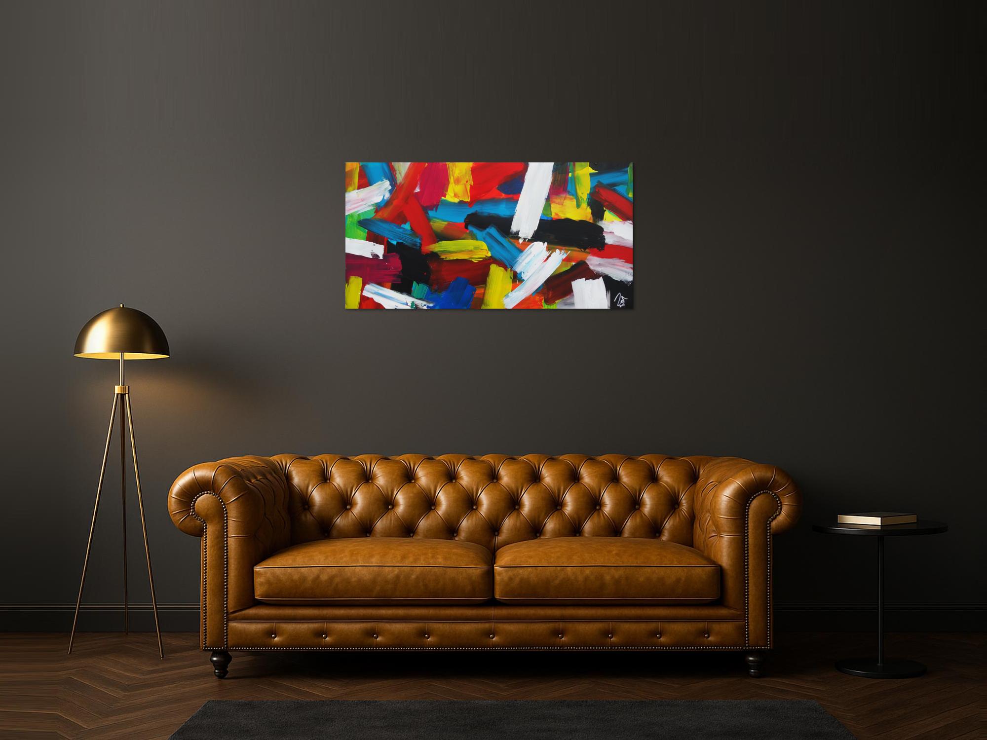 Abstraktes Acrylbild sehr bunt modern zeitgenössisch expressionistisch