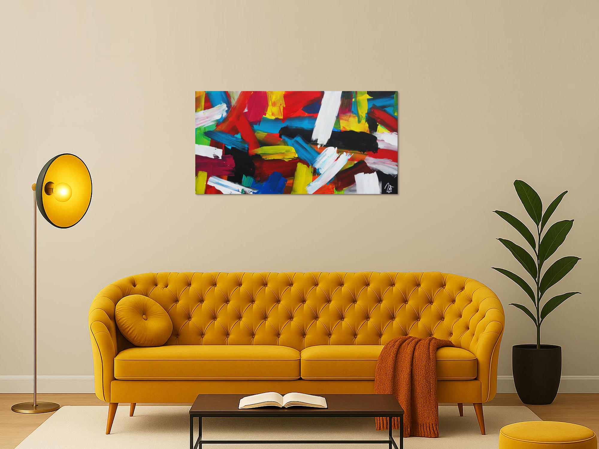 Abstraktes Acrylbild sehr bunt modern zeitgenössisch expressionistisch