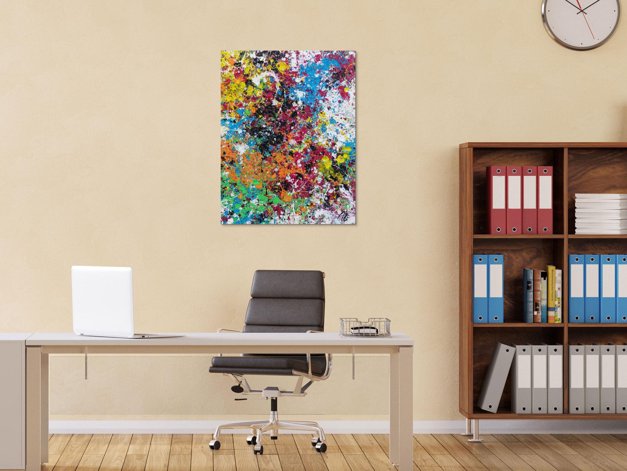 Modernes Acrylbild abstrakt sehr bunt zeitgenössisch Action Painting