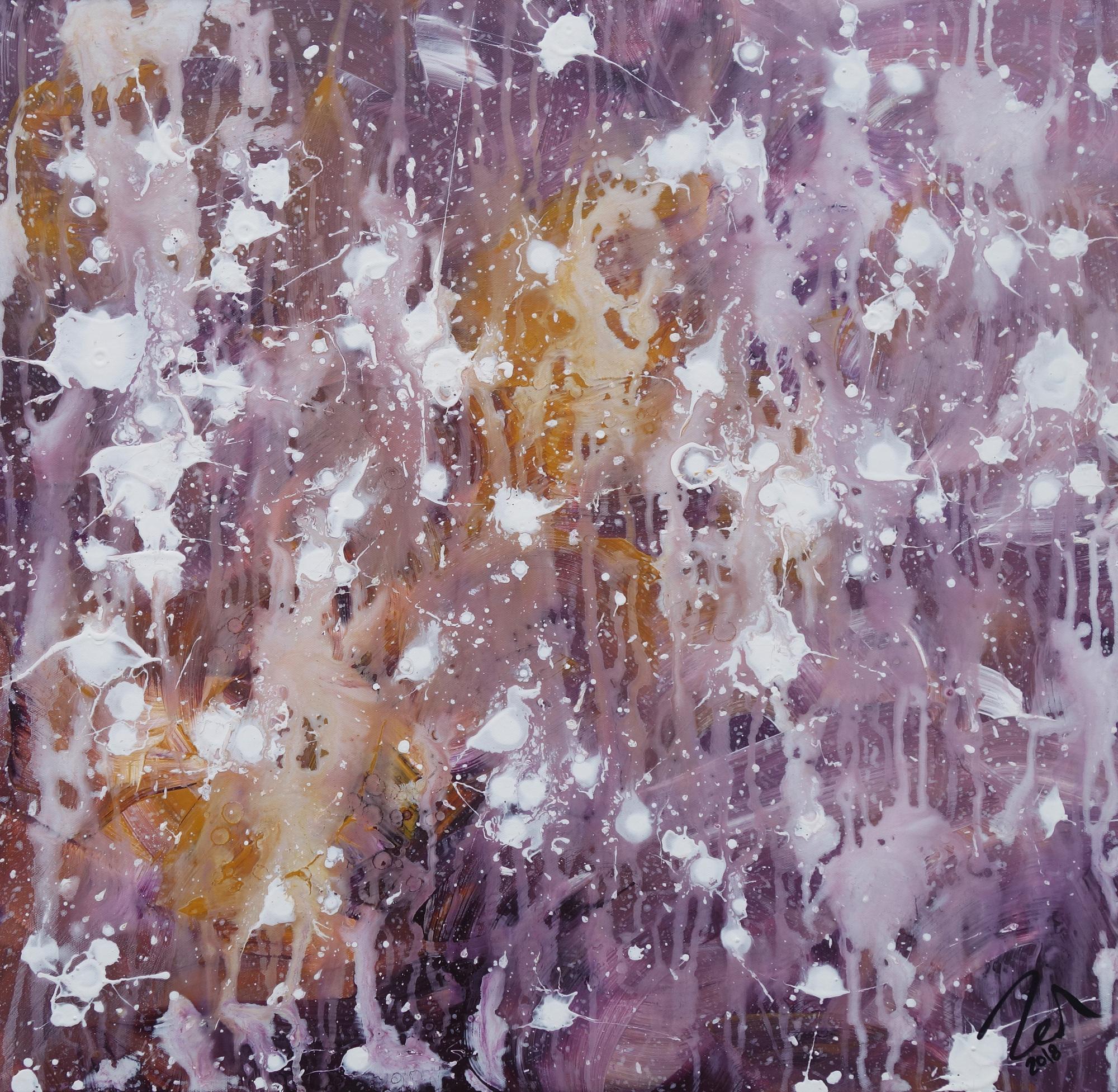 Abstraktes Acrylbild modern zeitgenössisch violett lila weiß