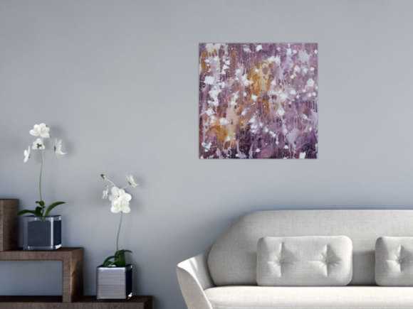 Abstraktes Acrylbild modern zeitgenössisch violett lila weiß