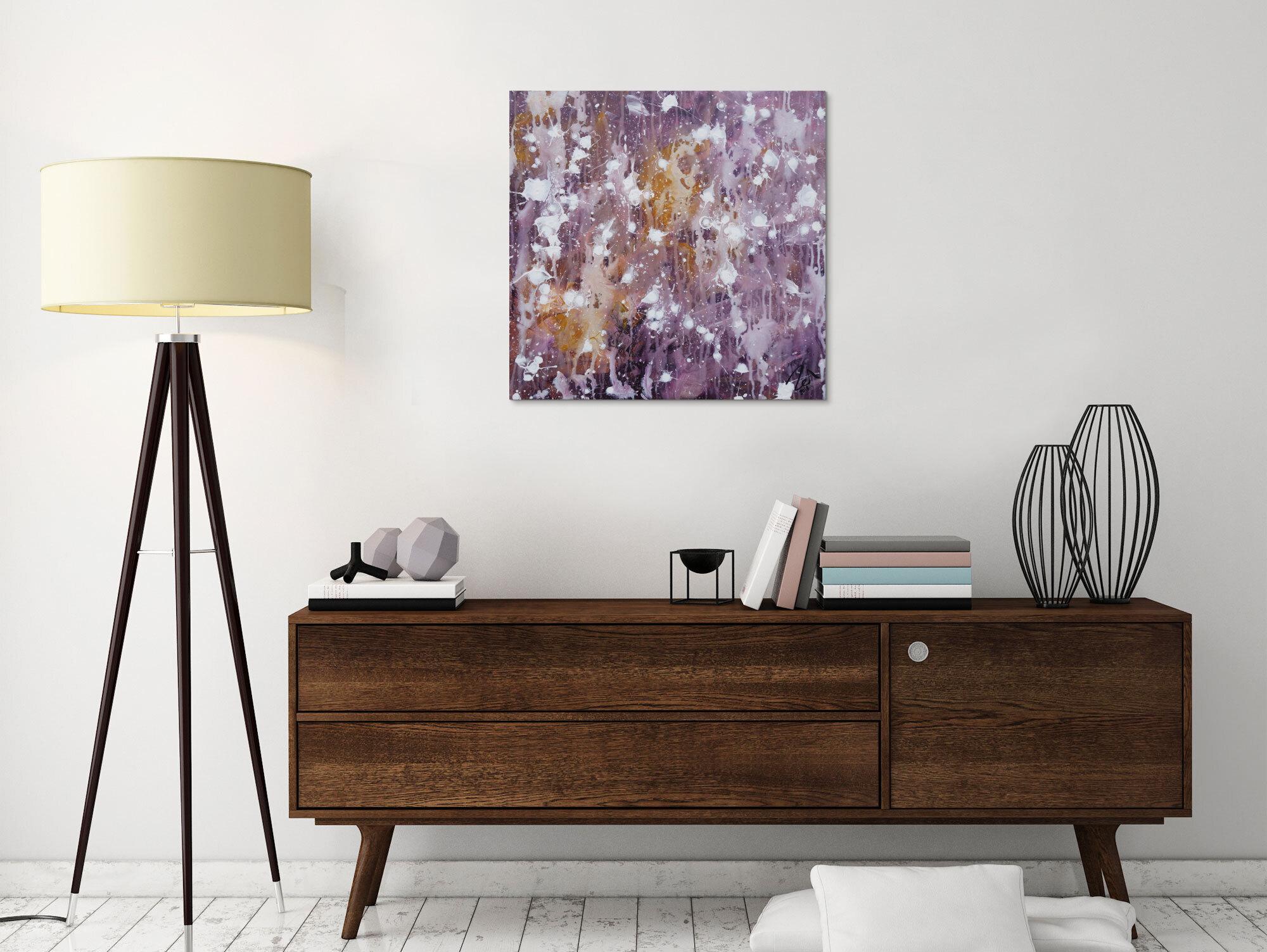 Abstraktes Acrylbild modern zeitgenössisch violett lila weiß