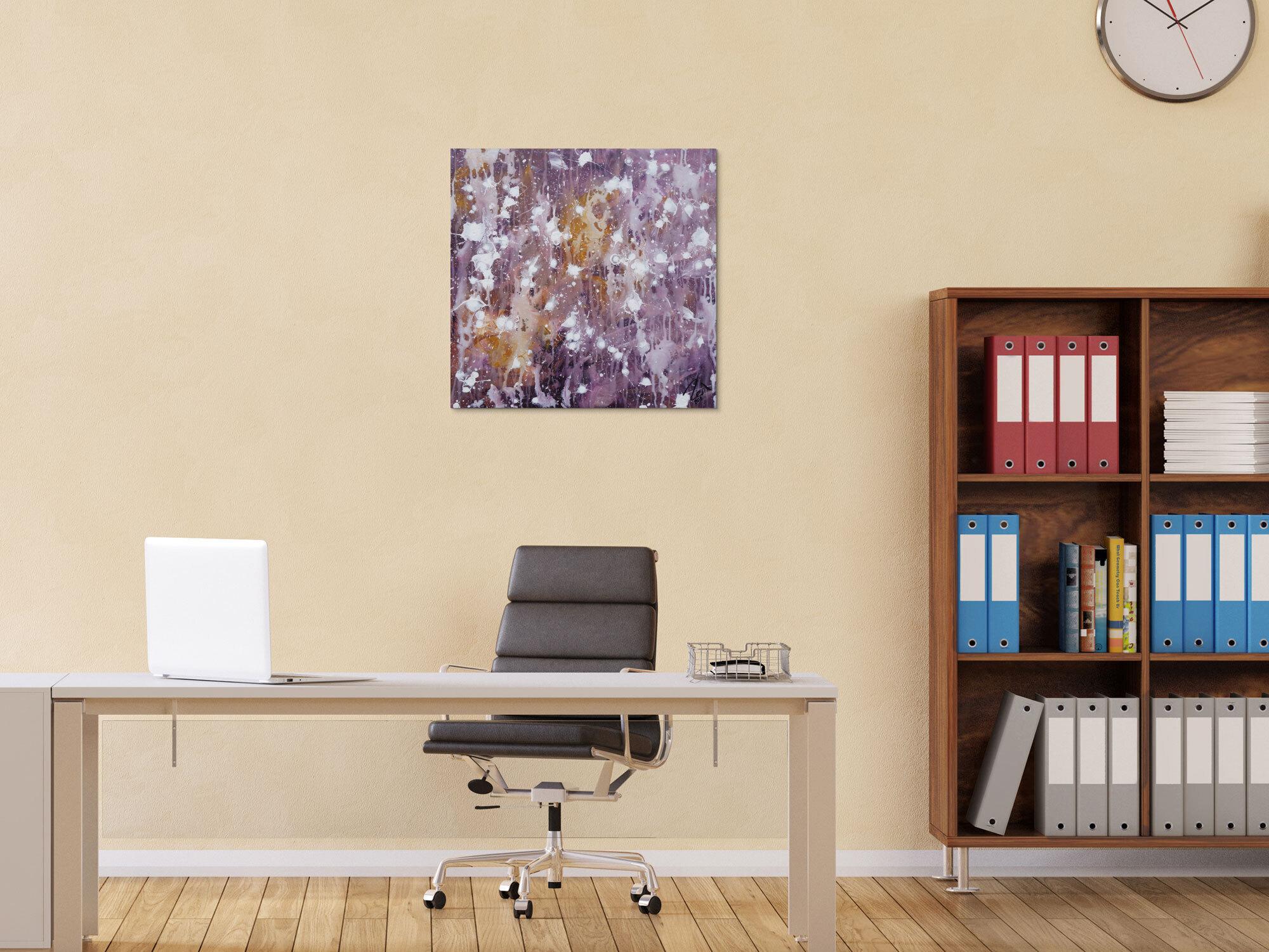 Abstraktes Acrylbild modern zeitgenössisch violett lila weiß