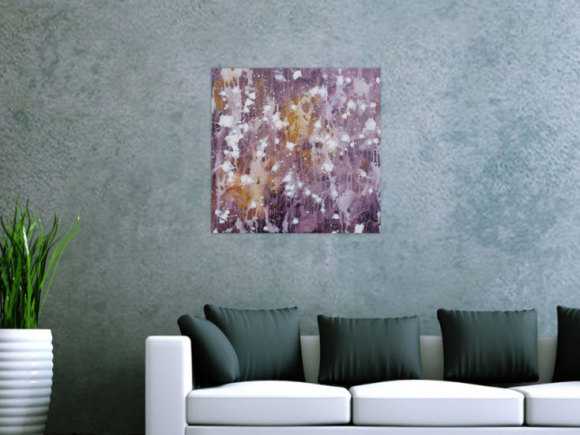 Abstraktes Acrylbild modern zeitgenössisch violett lila weiß