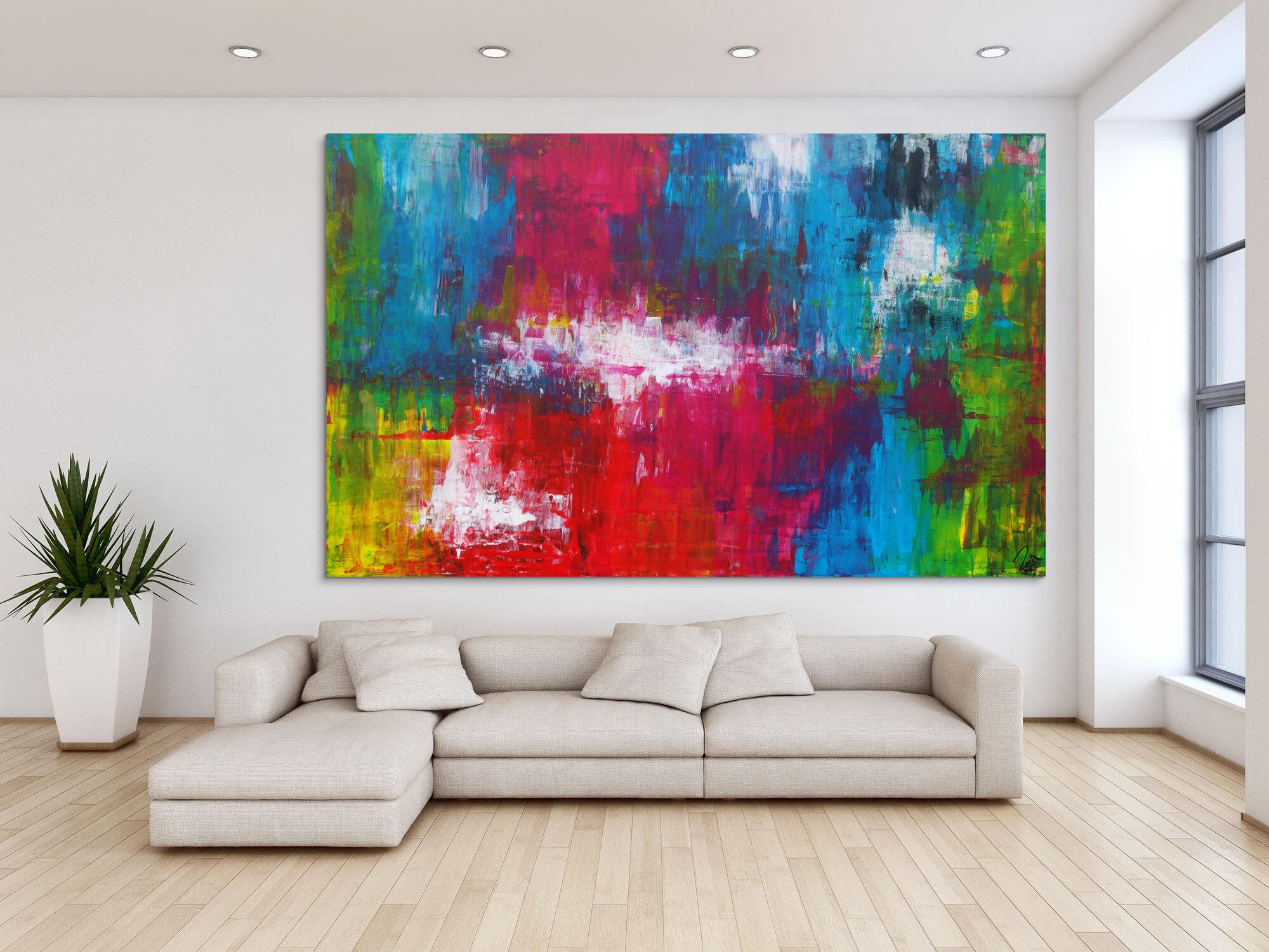 Abstraktes Acrylbild sehr bunt Spachteltechnik zeitgenössisch expressionistisch