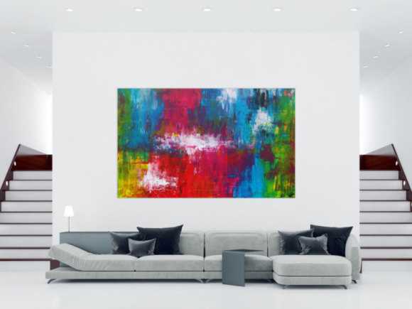 Abstraktes Acrylbild sehr bunt Spachteltechnik zeitgenössisch expressionistisch