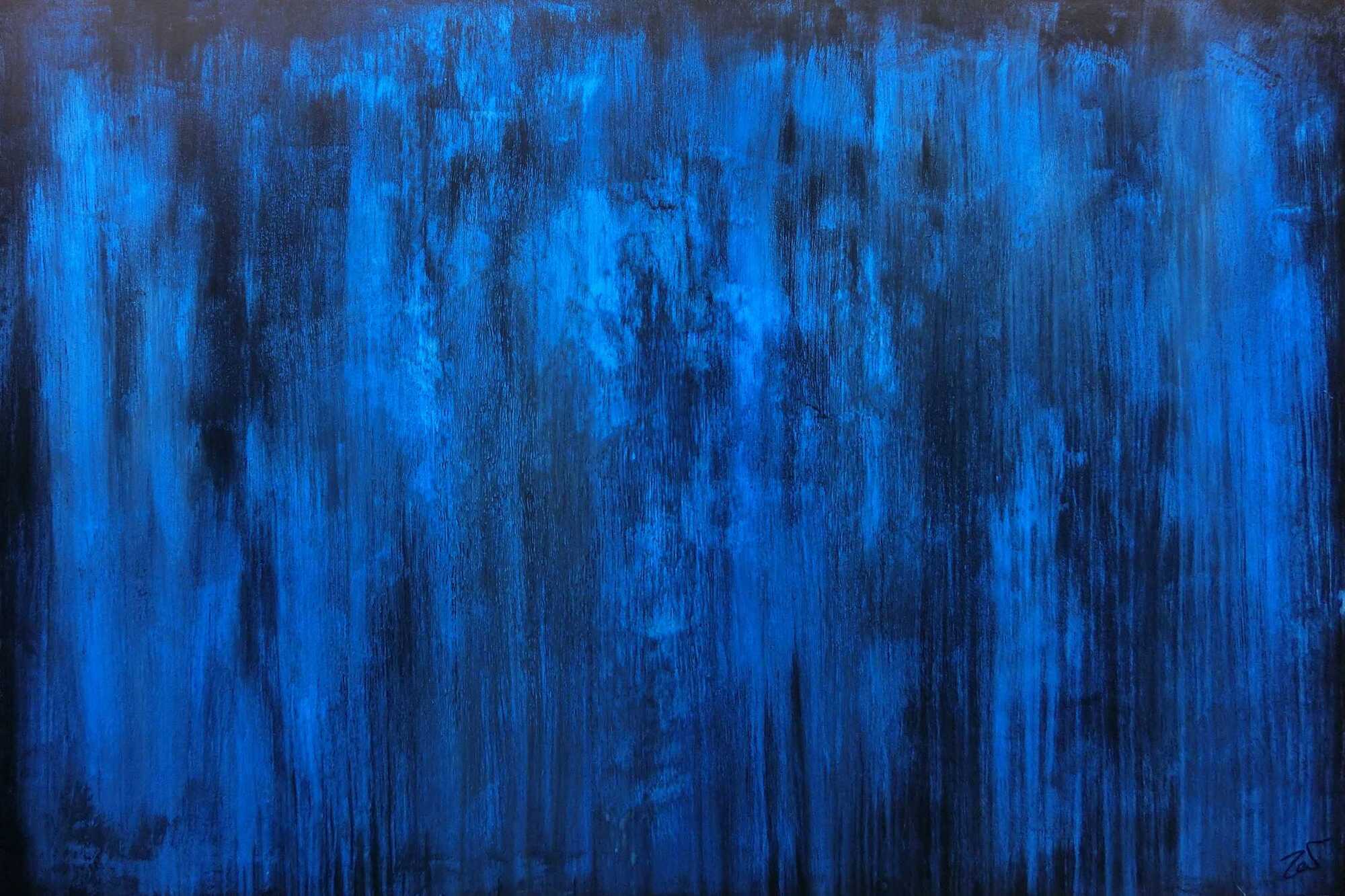 Abstraktes Acrylbild blau schlicht & modern
