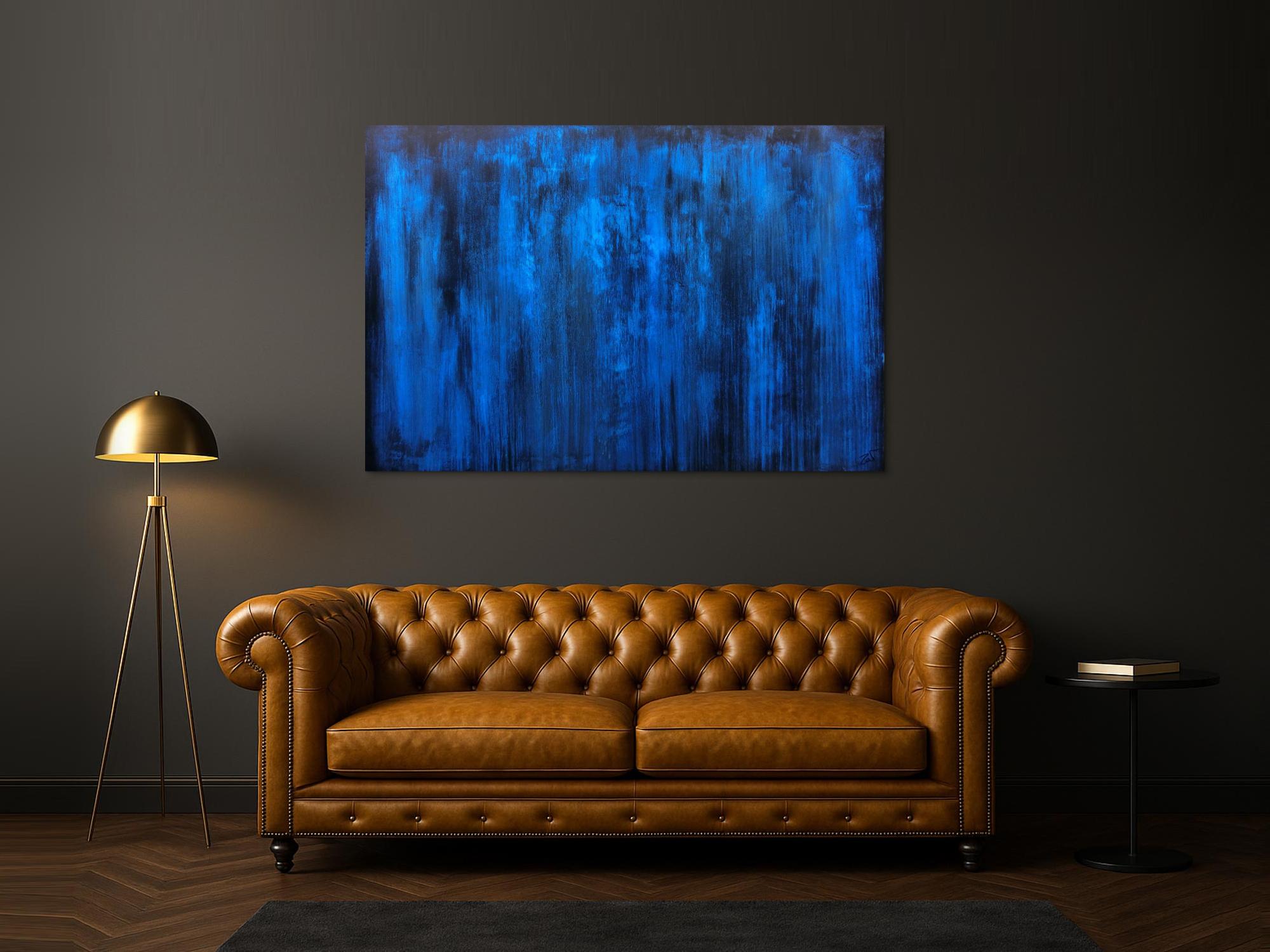 Abstraktes Acrylbild blau schlicht & modern