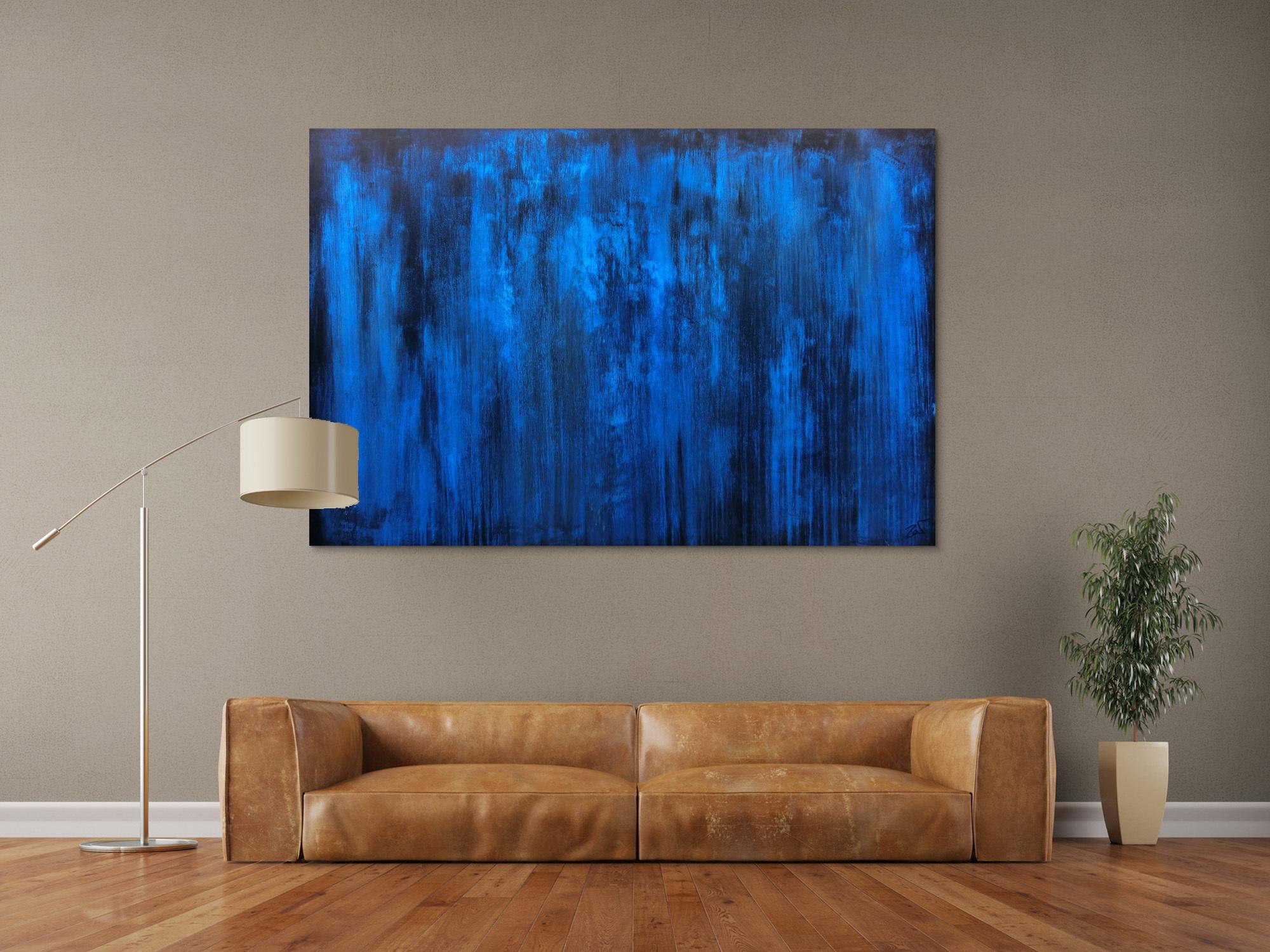 Abstraktes Acrylbild blau schlicht & modern