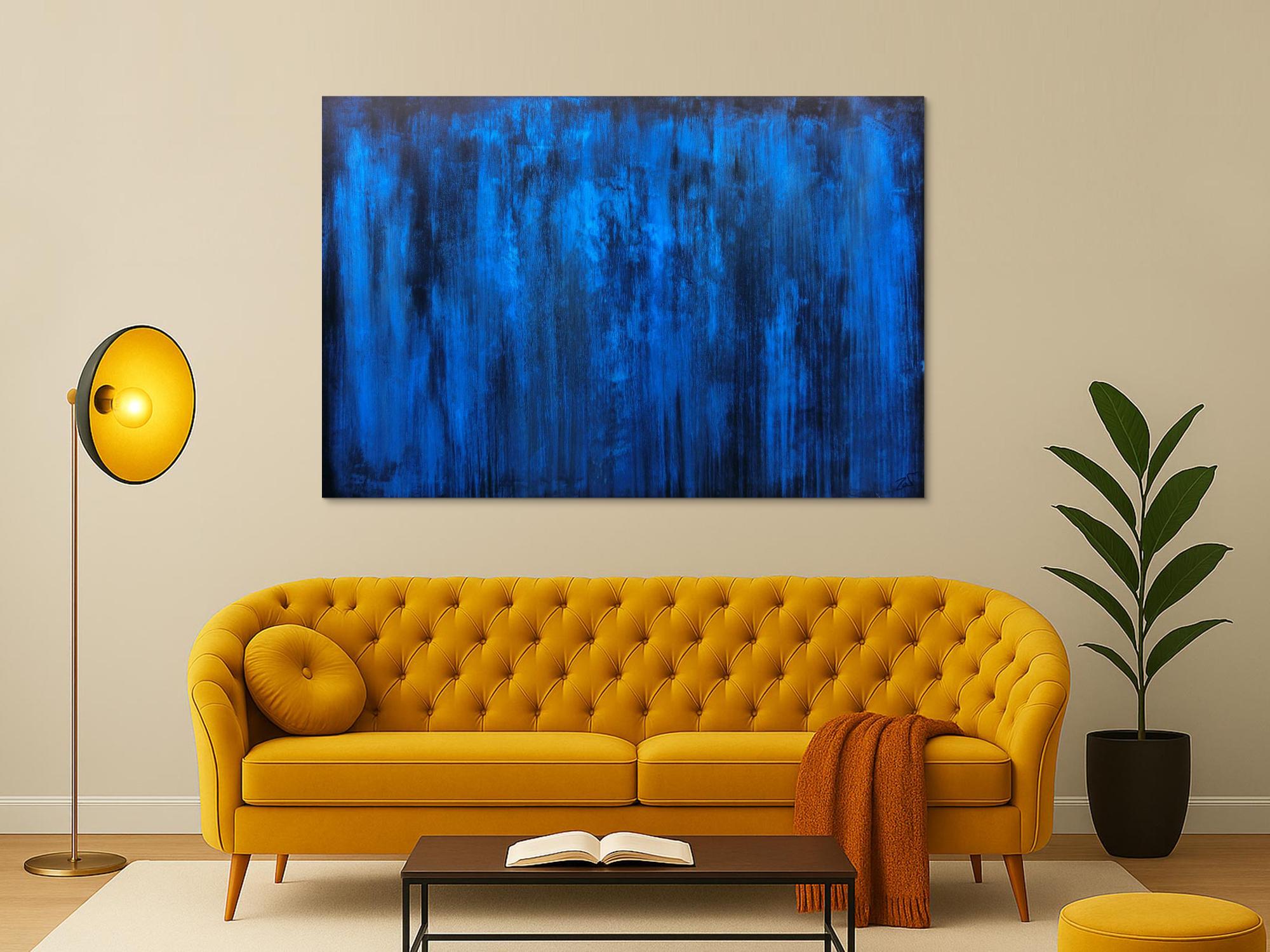 Abstraktes Acrylbild blau schlicht & modern