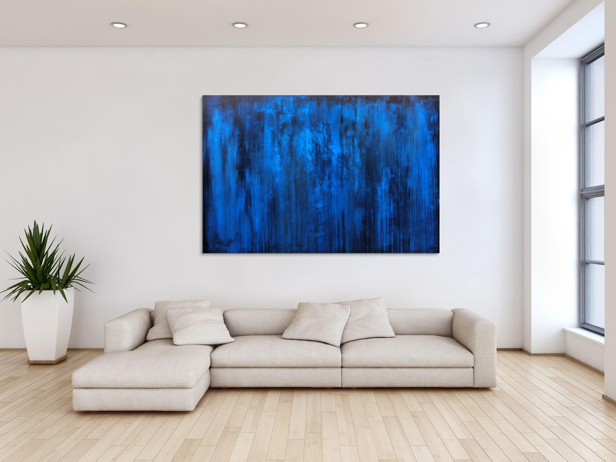 Abstraktes Acrylbild blau schlicht & modern