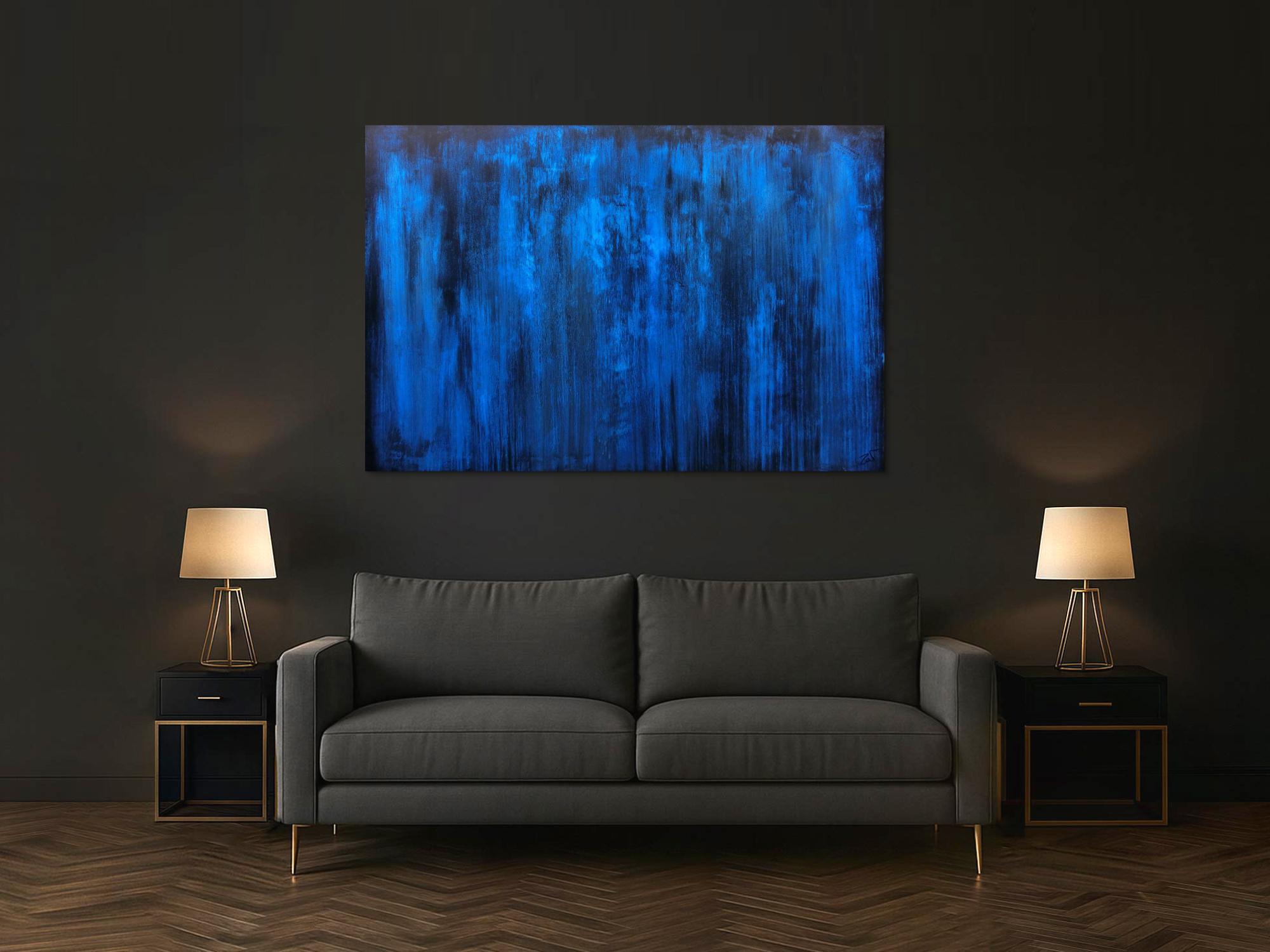 Abstraktes Acrylbild blau schlicht & modern