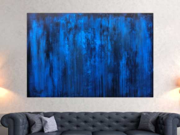 Abstraktes Acrylbild blau schlicht & modern