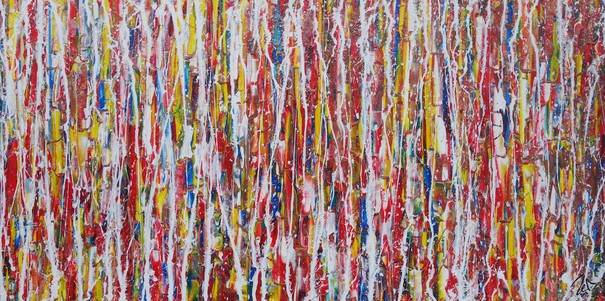 Abstraktes Acrylbild modernes Gemälde Action Painting bunt zeitgenössisch