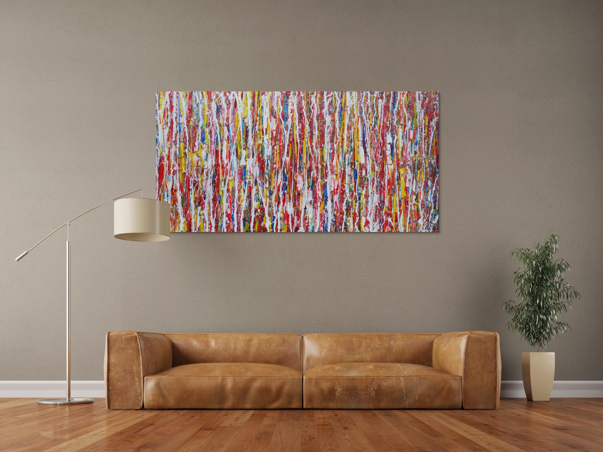 Abstraktes Acrylbild modernes Gemälde Action Painting bunt zeitgenössisch