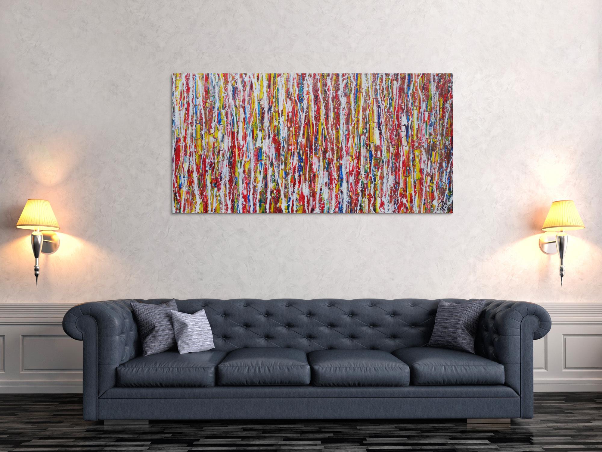 Abstraktes Acrylbild modernes Gemälde Action Painting bunt zeitgenössisch