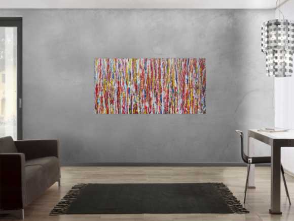 Abstraktes Acrylbild modernes Gemälde Action Painting bunt zeitgenössisch