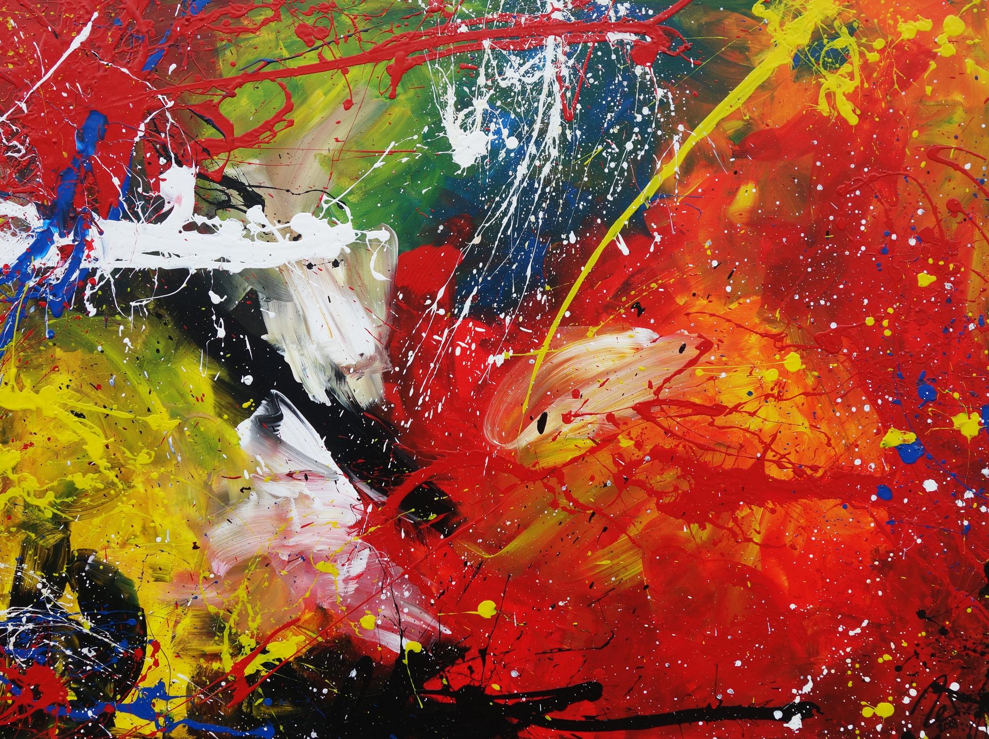 Abtraktes Acrylbild Action Painting modern zeitgenössisch bunt