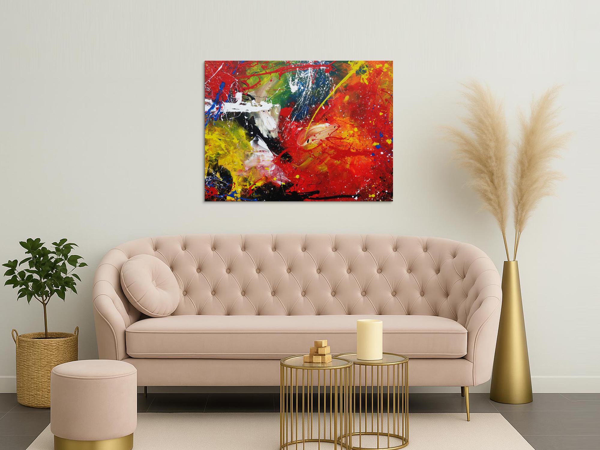 Abtraktes Acrylbild Action Painting modern zeitgenössisch bunt