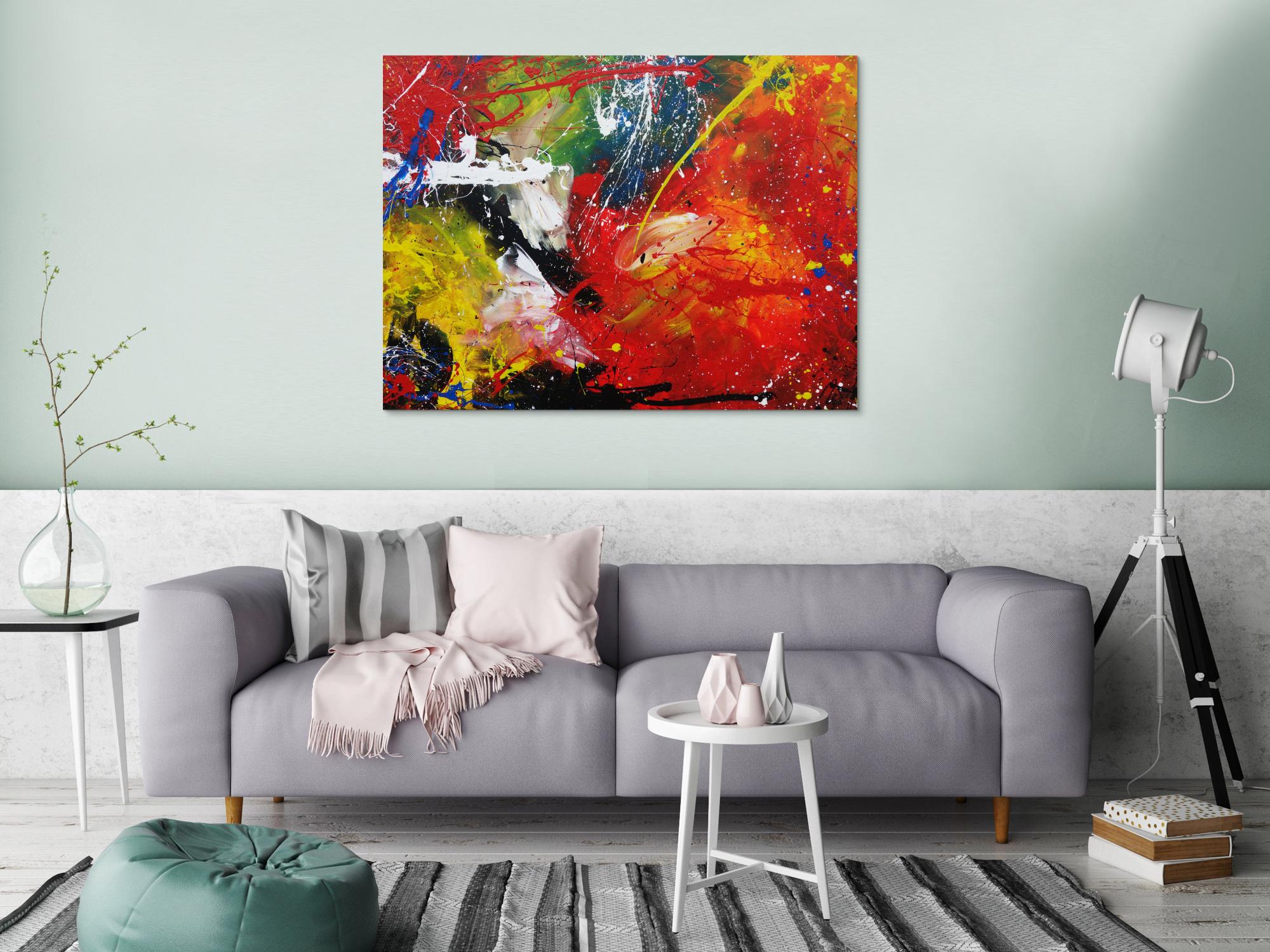 Abtraktes Acrylbild Action Painting modern zeitgenössisch bunt