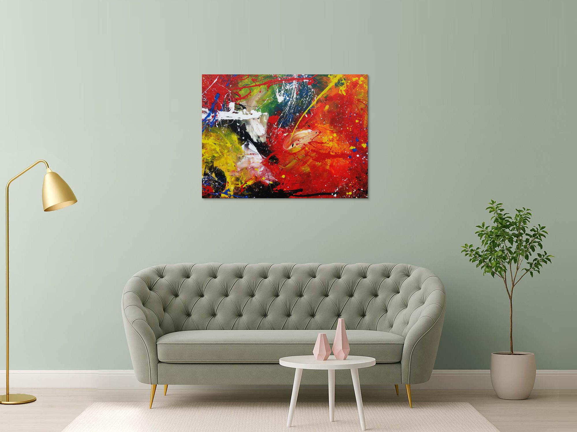 Abtraktes Acrylbild Action Painting modern zeitgenössisch bunt