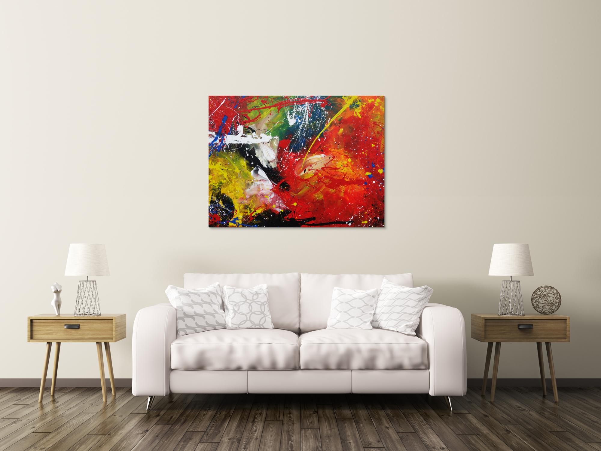 Abtraktes Acrylbild Action Painting modern zeitgenössisch bunt