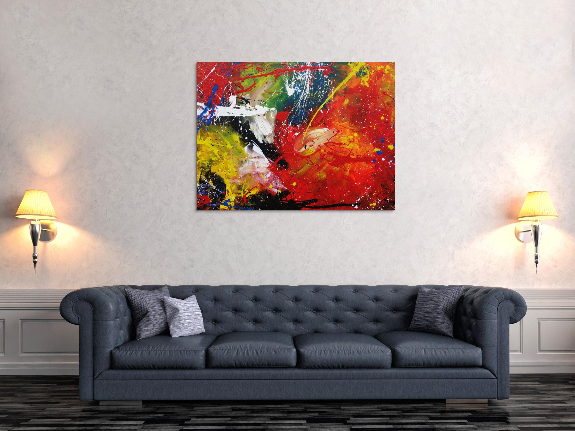 Abtraktes Acrylbild Action Painting modern zeitgenössisch bunt