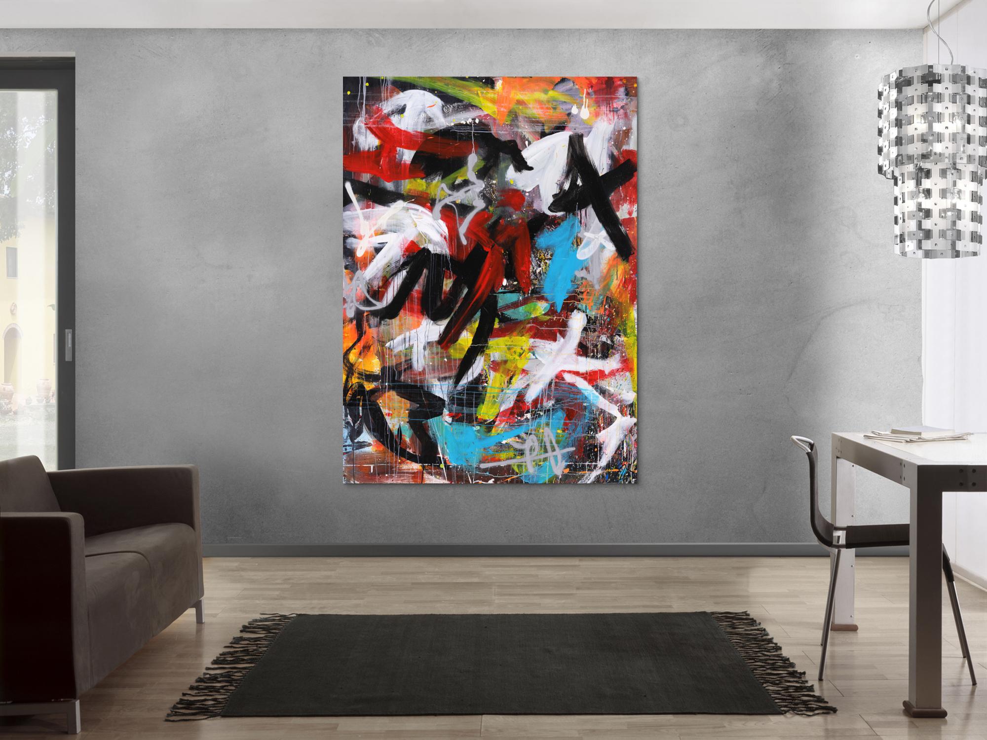 Abstraktes Acrylbild expressionistisches Gemälde moderne Kunst hochformat