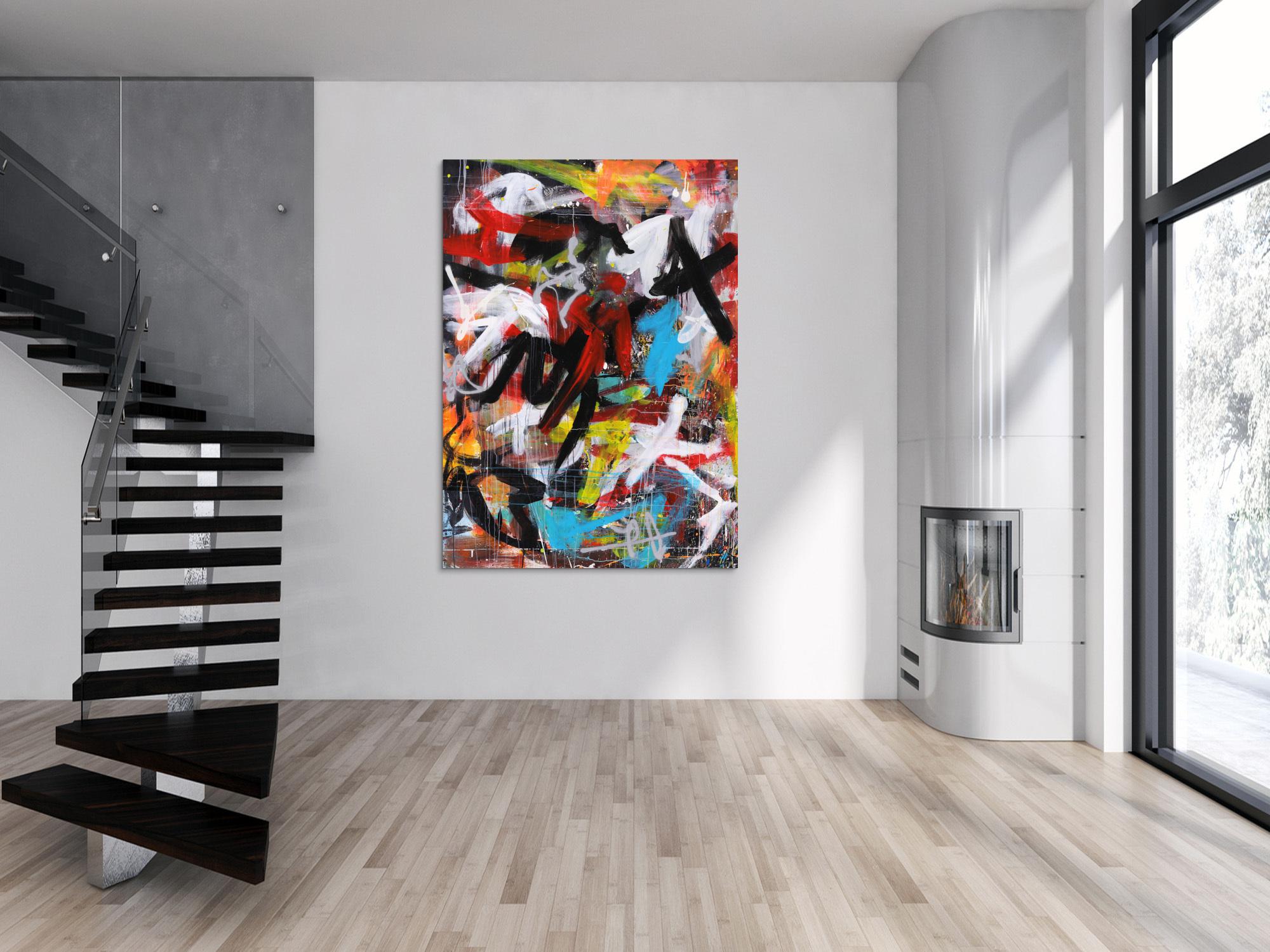 Abstraktes Acrylbild expressionistisches Gemälde moderne Kunst hochformat