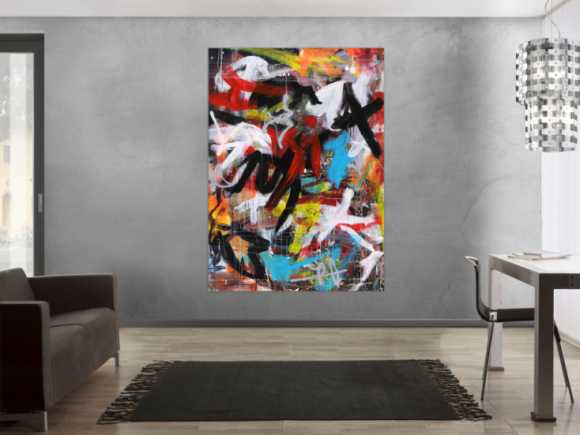 Abstraktes Acrylbild expressionistisches Gemälde moderne Kunst hochformat