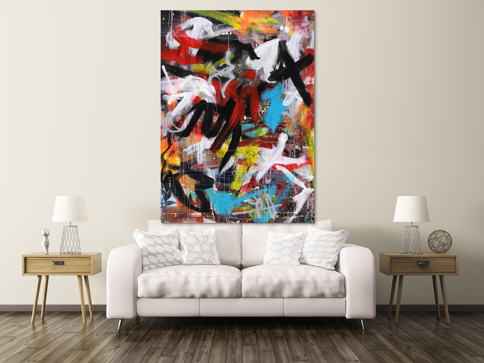 Abstraktes Acrylbild expressionistisches Gemälde moderne Kunst hochformat