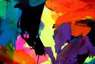 Detailaufnahme Abstraktes Bild expressionistisch moderne Malerei Informel handgemalt sehr bunt Neon Farben