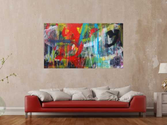 Abstraktes Gemälde Acryl moderne Kunst auf Leinwand bunt handgemalt Action Painting