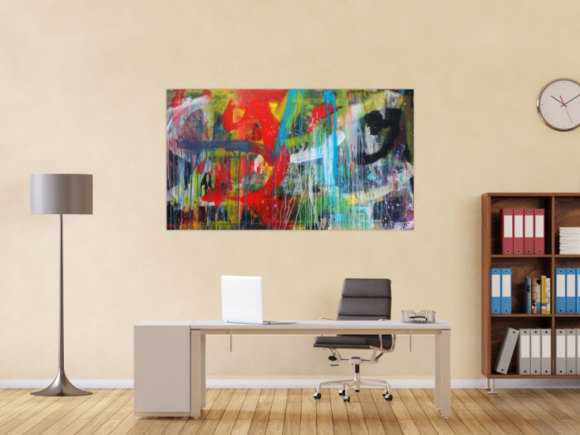 Abstraktes Gemälde Acryl moderne Kunst auf Leinwand bunt handgemalt Action Painting