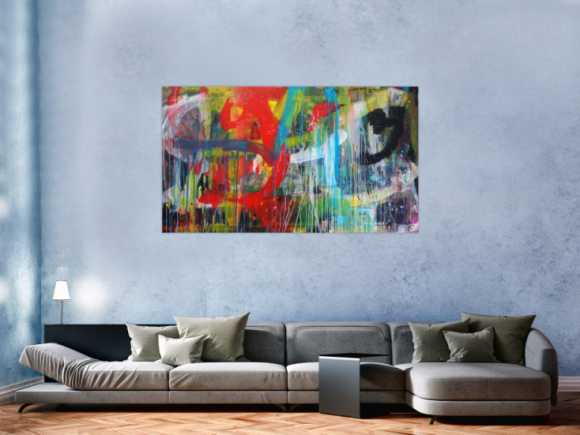 Abstraktes Gemälde Acryl moderne Kunst auf Leinwand bunt handgemalt Action Painting