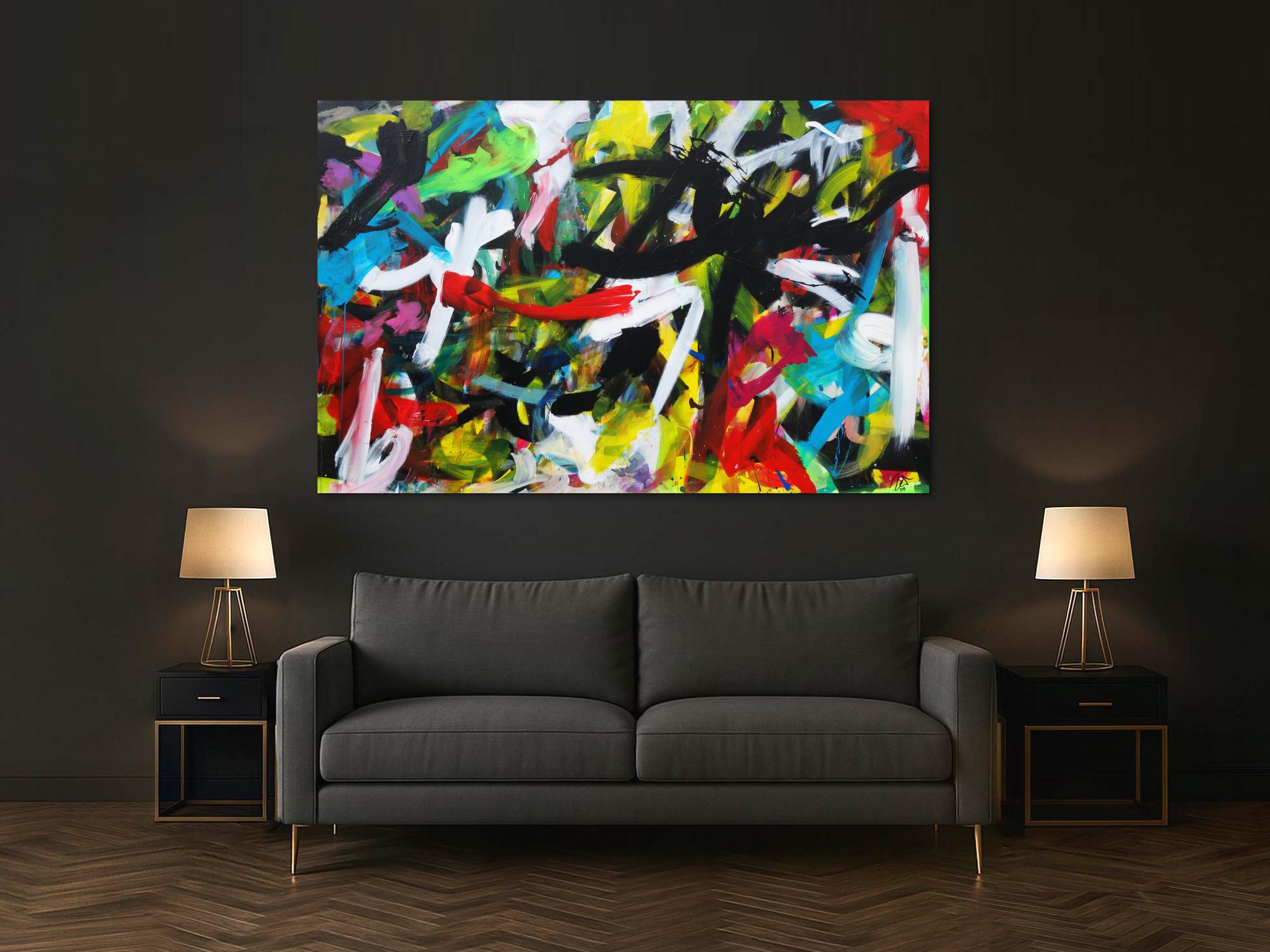 Expressionistische Malerei buntes abstraktes Acrylbild Zeitgenössisch modern Informel