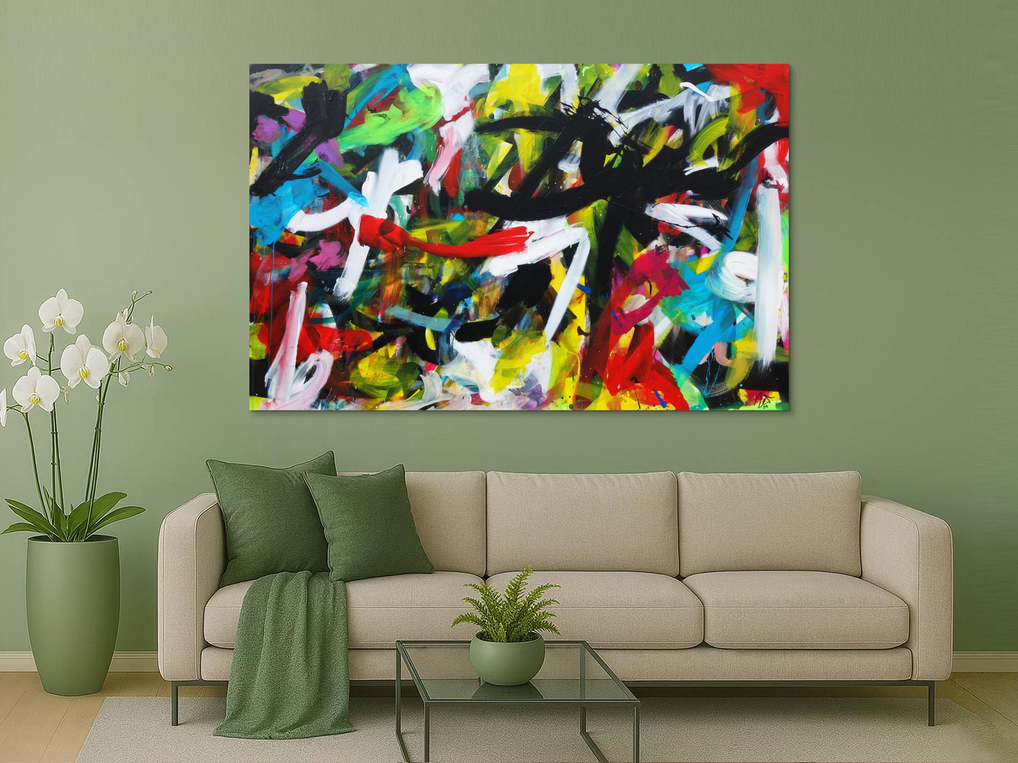 Expressionistische Malerei buntes abstraktes Acrylbild Zeitgenössisch modern Informel