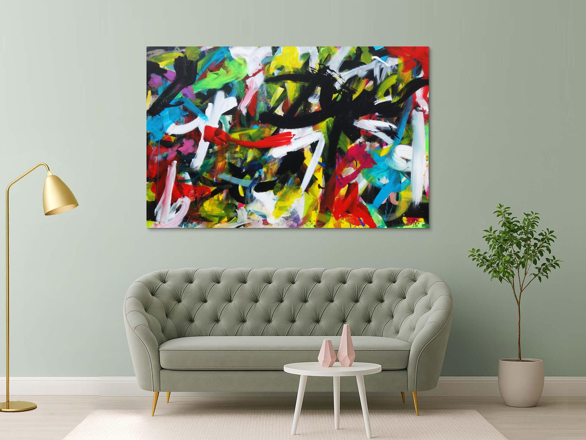 Expressionistische Malerei buntes abstraktes Acrylbild Zeitgenössisch modern Informel