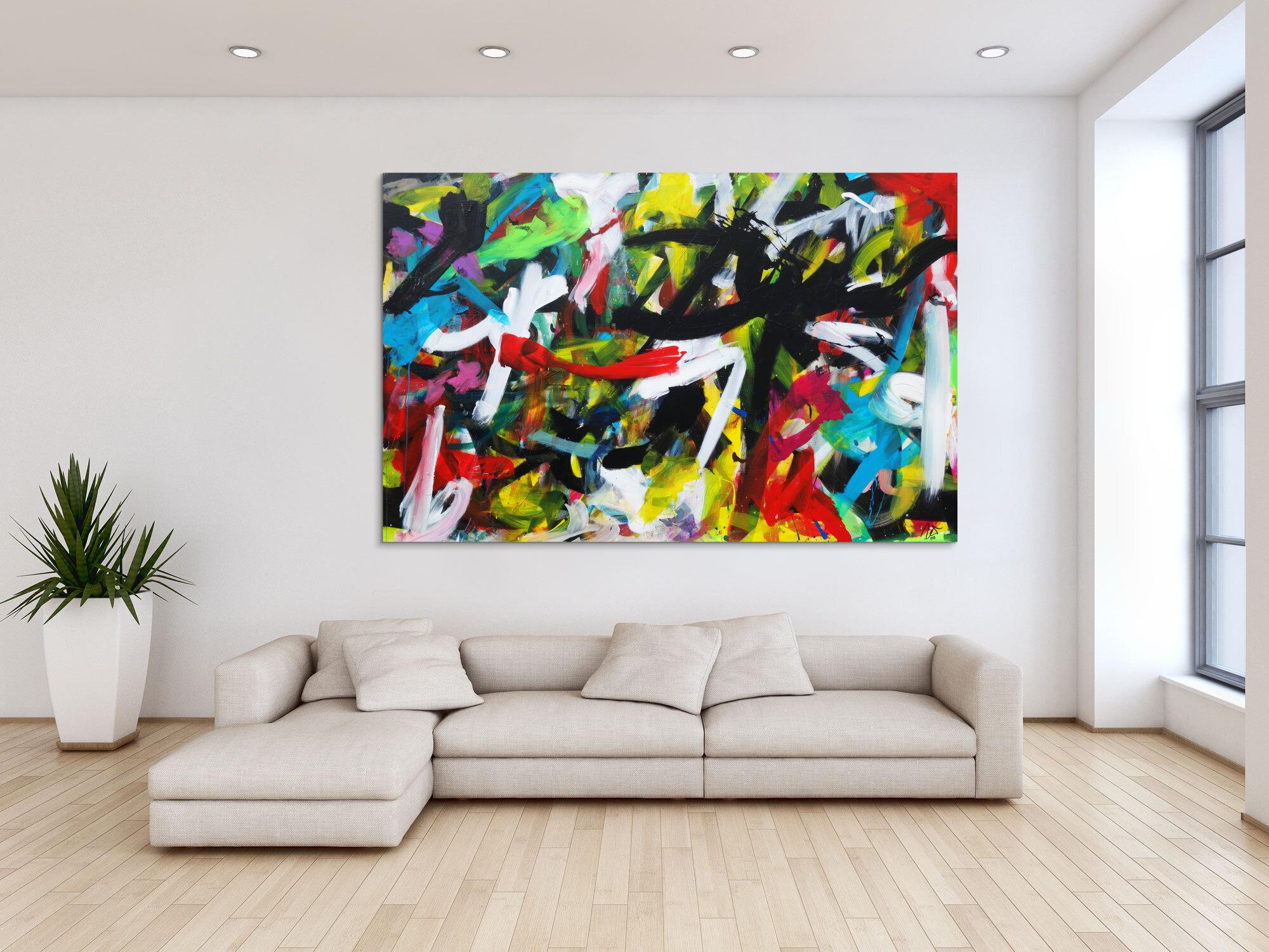 Expressionistische Malerei buntes abstraktes Acrylbild Zeitgenössisch modern Informel