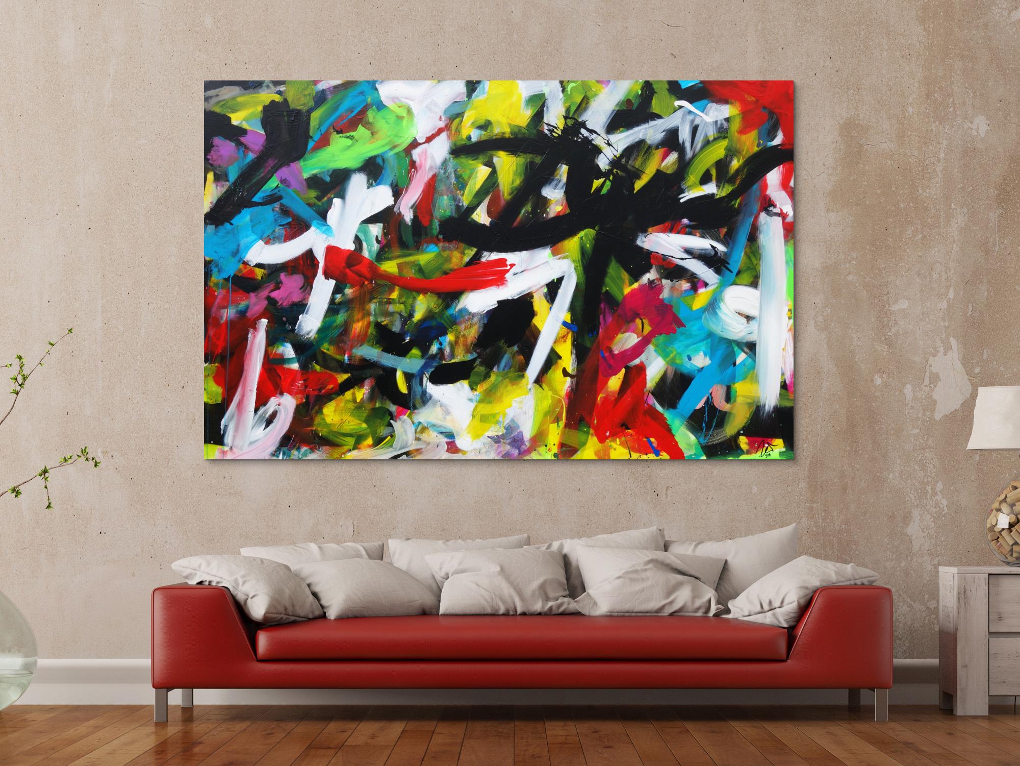 Expressionistische Malerei buntes abstraktes Acrylbild Zeitgenössisch modern Informel