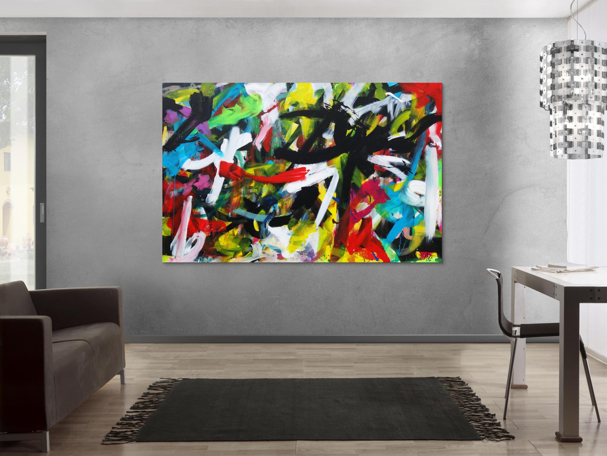 Expressionistische Malerei buntes abstraktes Acrylbild Zeitgenössisch modern Informel