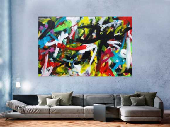 Expressionistische Malerei buntes abstraktes Acrylbild Zeitgenössisch modern Informel