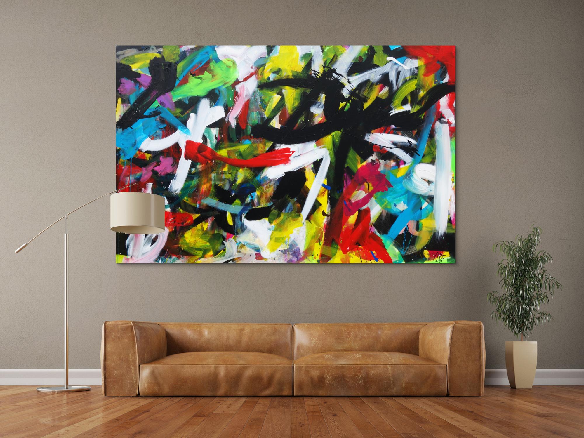 Expressionistische Malerei buntes abstraktes Acrylbild Zeitgenössisch modern Informel