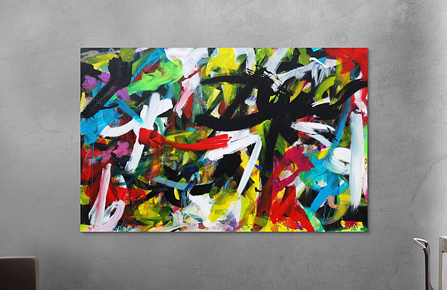 Abstraktes Kunstwerk in Rot und Orange